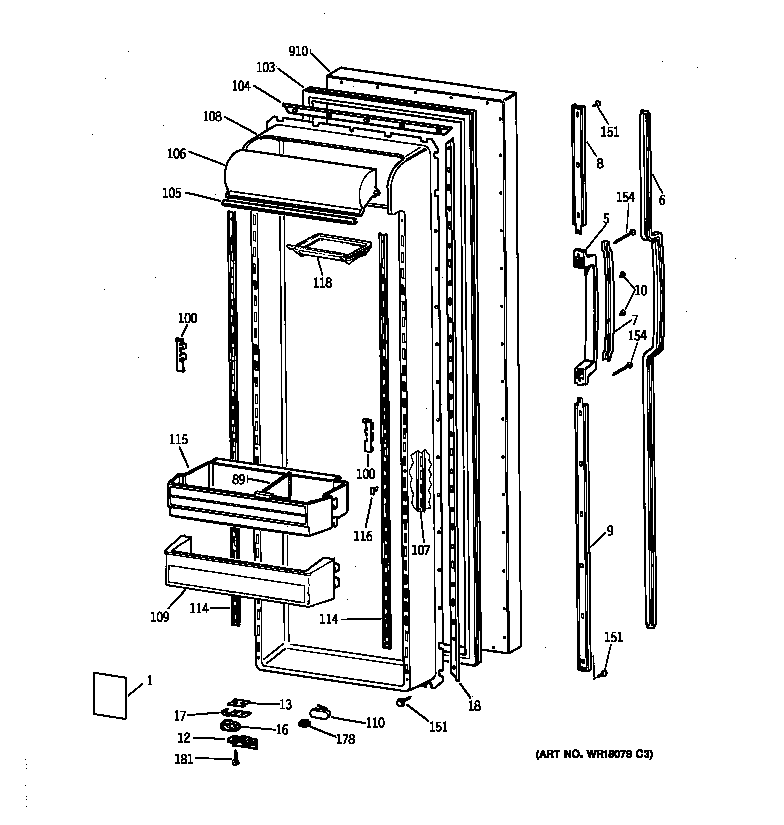 GE TFX27ZRXDWW fresh food door diagram