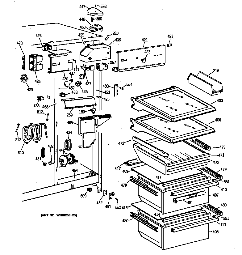 GE TFX27ZRXDWW fresh food section diagram
