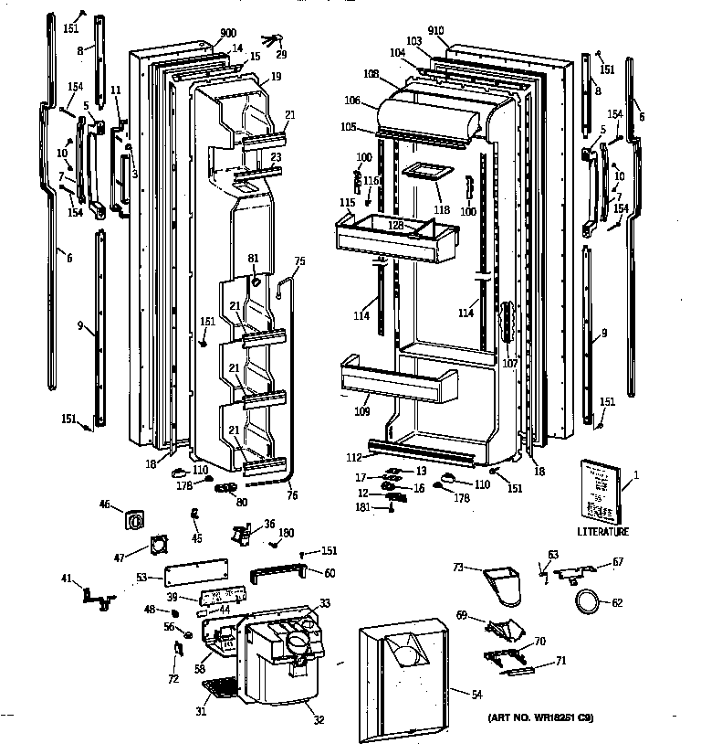 GE TFX25JWYDAA doors diagram