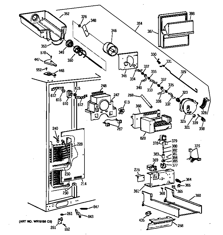GE TFX30PRYDBB freezer section diagram