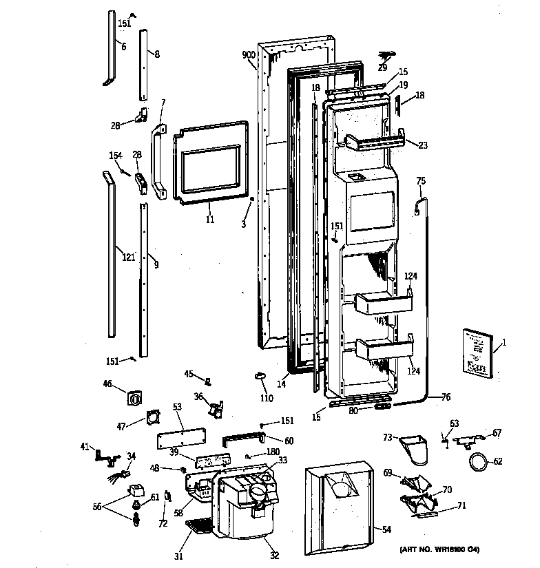 GE TPX21PRXDWW freezer door diagram