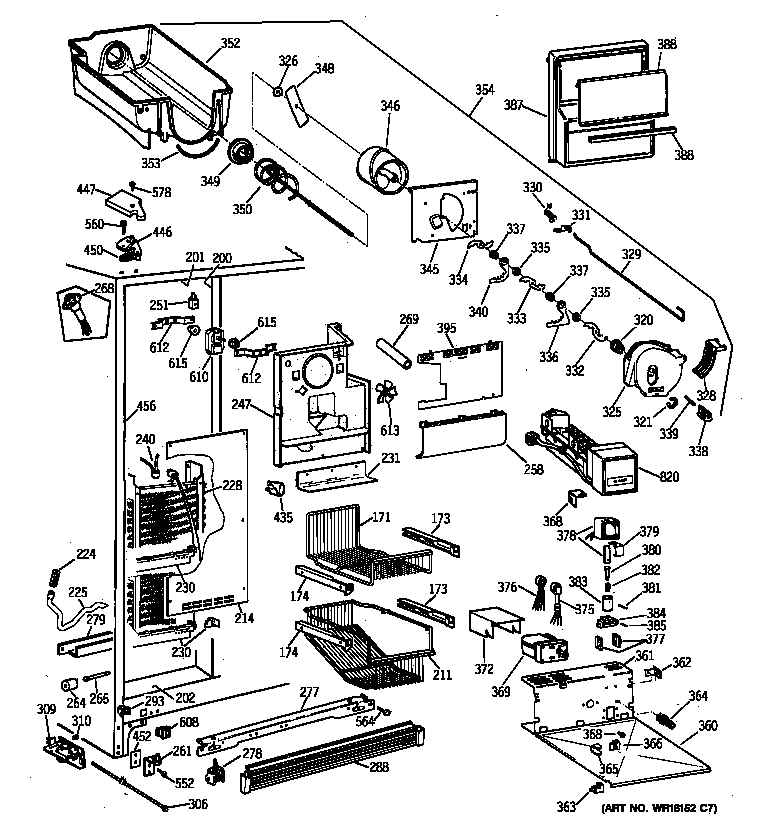 GE TPX21PRXDWW freezer section diagram