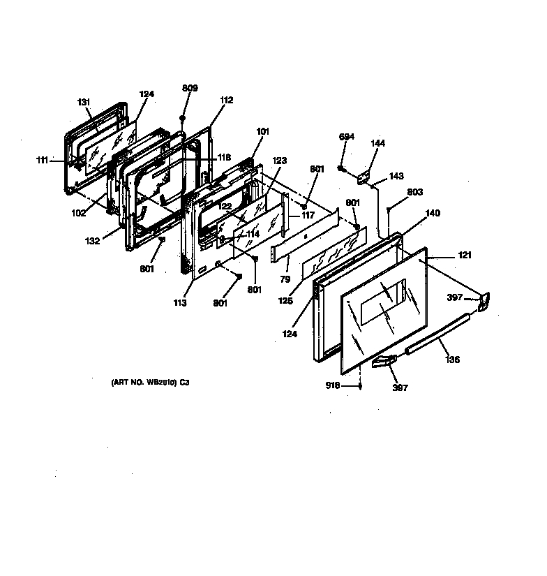 GE JRP24BW1BB upper door diagram