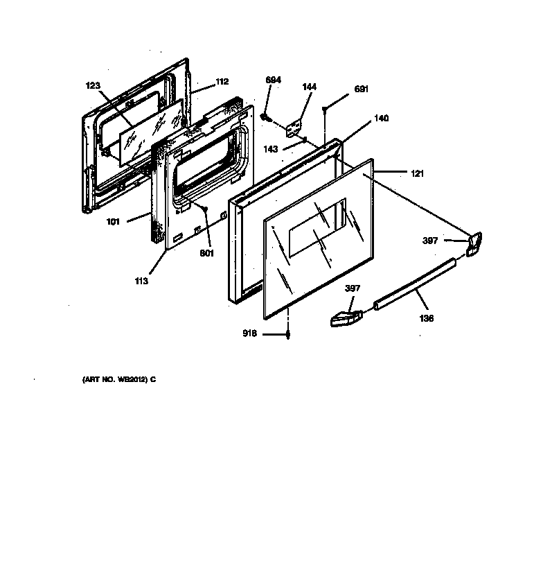 GE JRP24BW1BB lower door diagram
