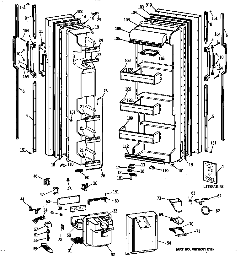 GE TFG20JRXDWW doors diagram