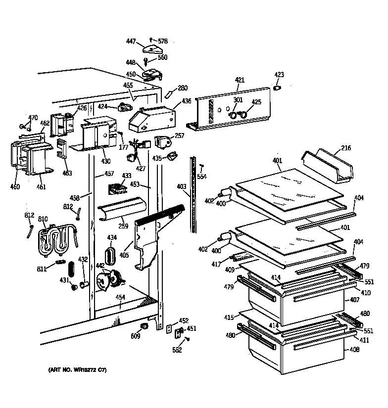 GE TFG20JRXDWW fresh food section diagram