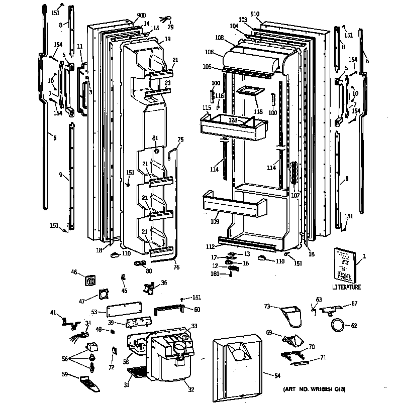 GE TFG24JRXDWW doors diagram