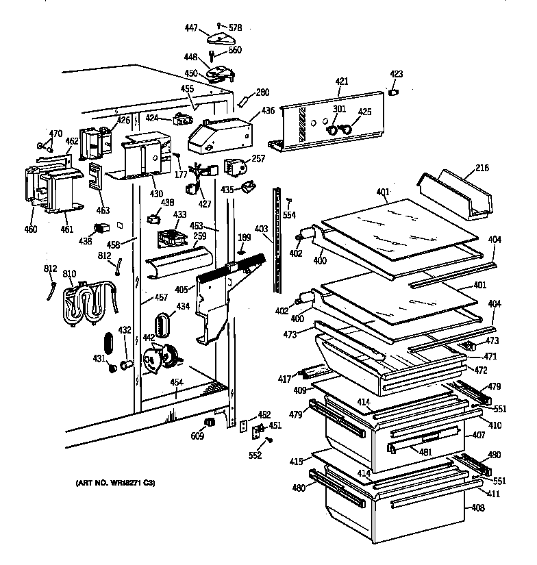 GE TFG24JRXDWW fresh food section diagram