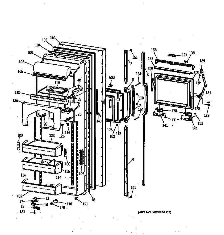 GE TFG27ZFXDWH fresh food door diagram