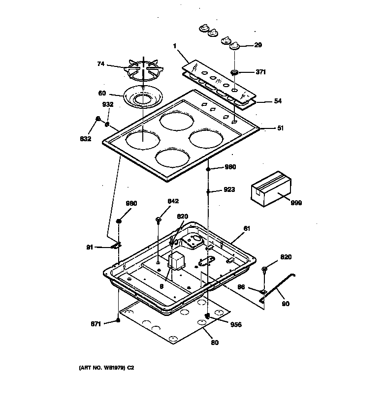 GE JGP320EV2BL cooktop diagram