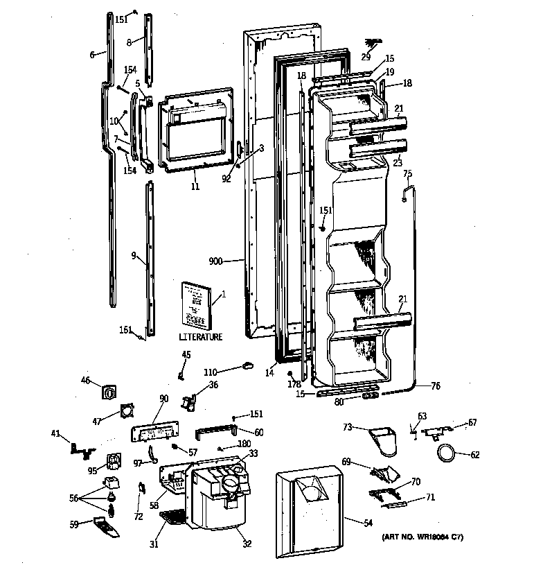 GE TFK24ZFXDAA freezer door diagram