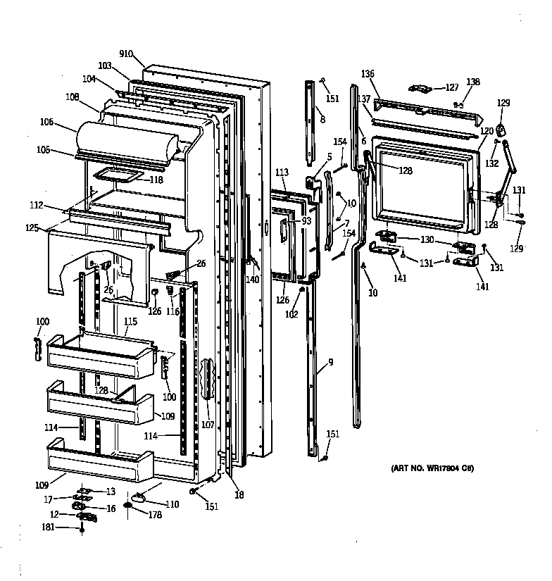 GE TFK24ZFXDAA fresh food door diagram