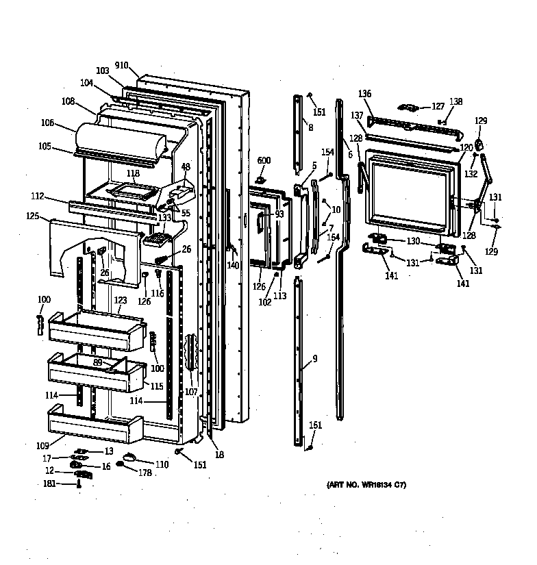 GE TFK27ZFXDAA fresh food door diagram
