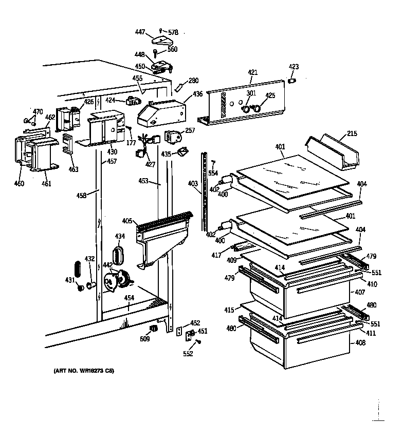 GE TFZ20JAYDWW fresh food section diagram
