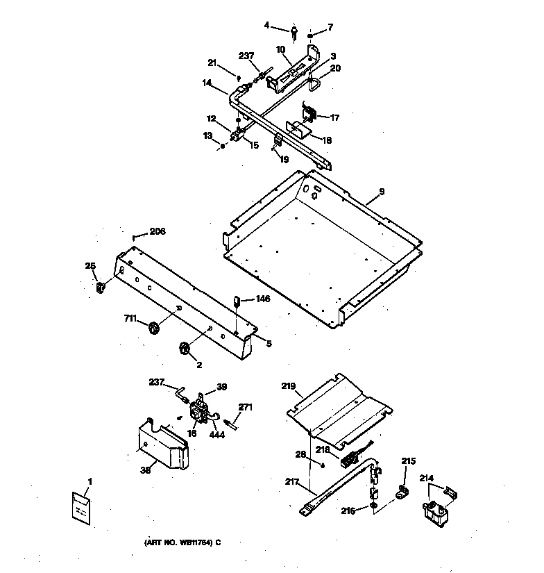GE JGBS21PEW2WH gas & burner parts diagram