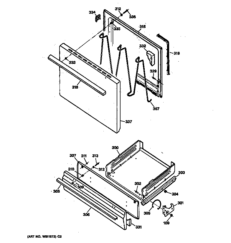 GE JGBS21PEW2WH door & drawer parts diagram