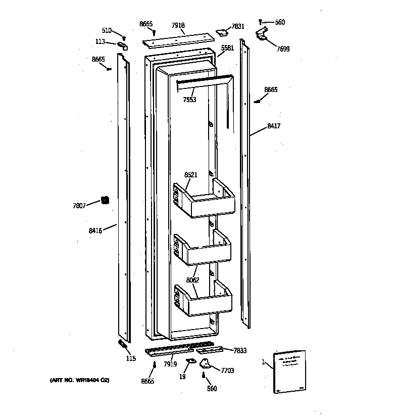 GE ZIS48NYA freezer door diagram