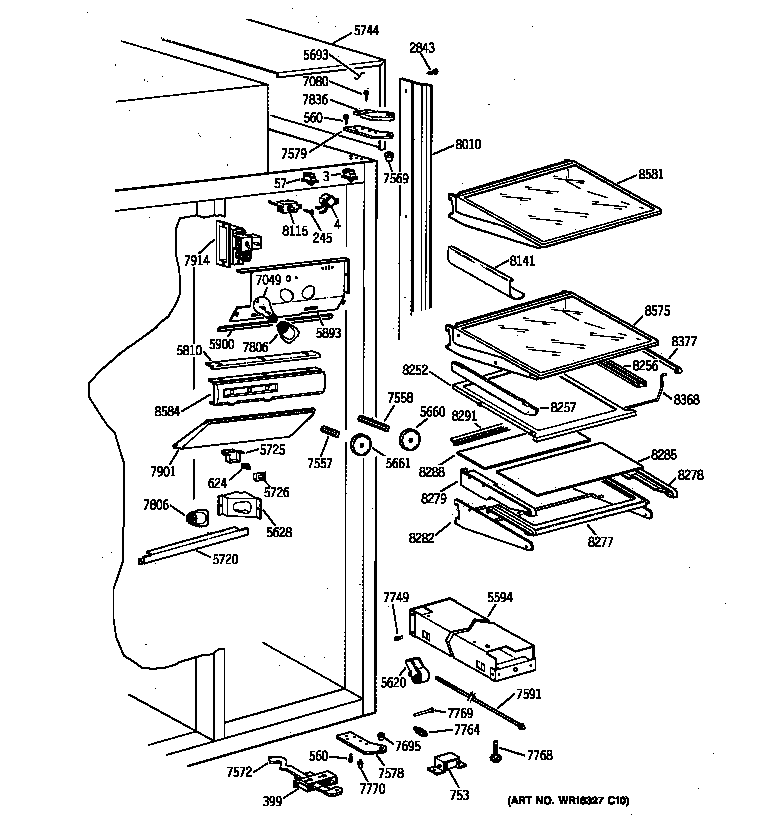 GE ZIS48NYA fresh food section diagram