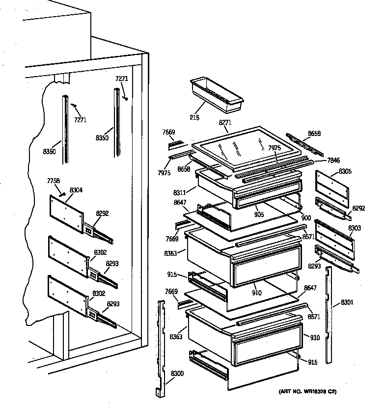 GE ZIS48NYA fresh food section diagram