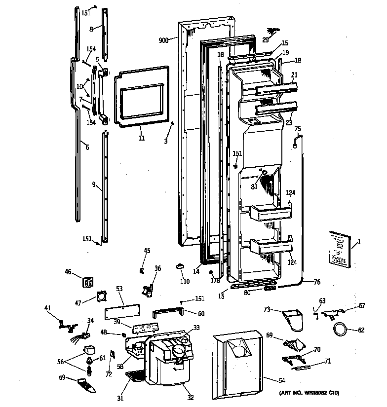 GE TFK27ZRXEAA freezer door diagram