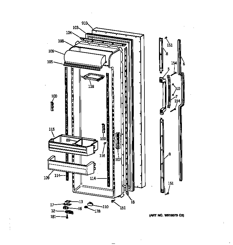 GE TFK27ZRXEAA fresh food door diagram