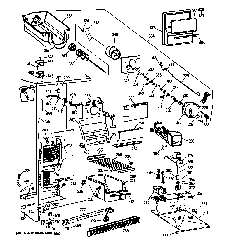 GE TFK27ZRXEAA freezer section diagram