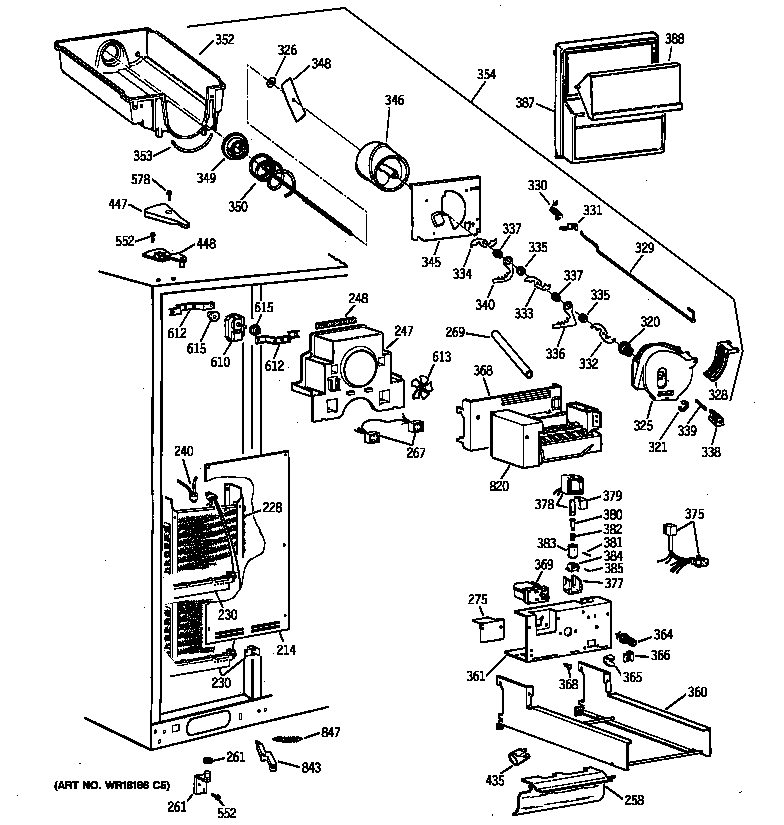 GE TFX30PRYEAA freezer section diagram