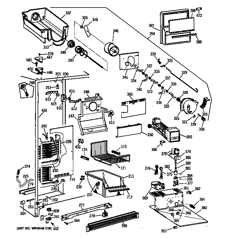 GE TFX25VRZAAA freezer section diagram