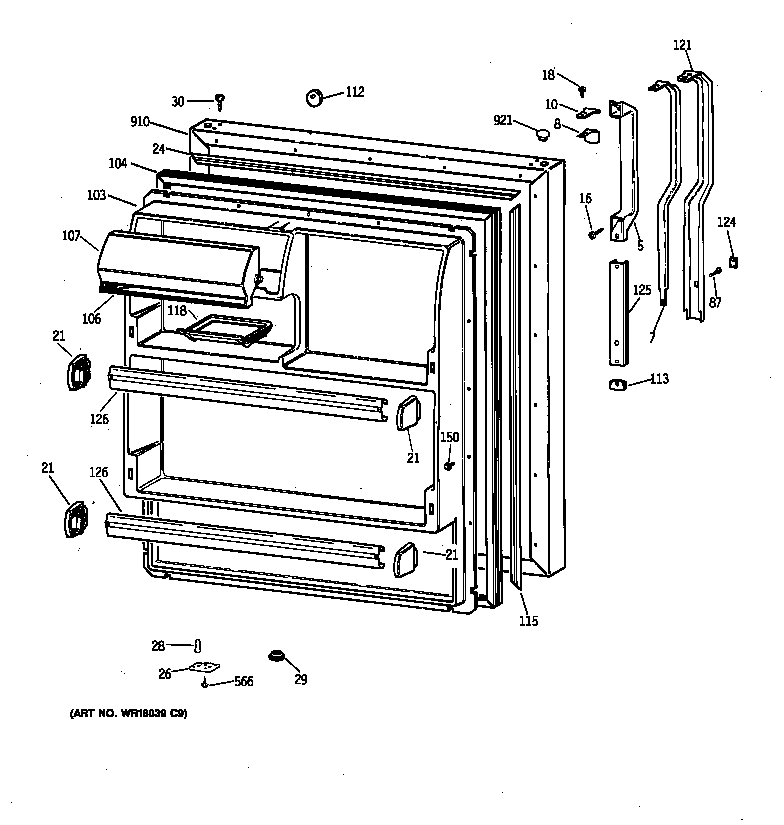 GE TBX18NIZARWW fresh food door diagram