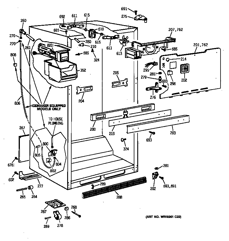 GE TBX18NIZARWW cabinet parts diagram