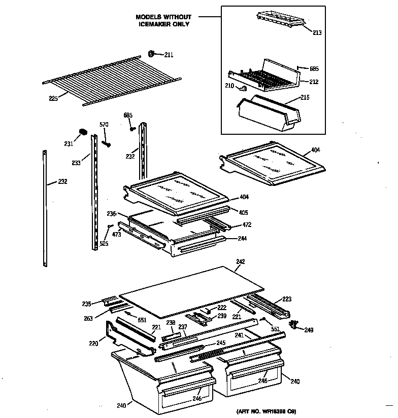 GE TBX24JIZDRAA shelf parts diagram