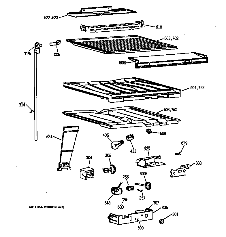 GE TBX24JIZDRAA compartment separator parts diagram