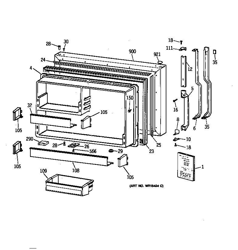 GE TBX19ZIZBRAA freezer door diagram