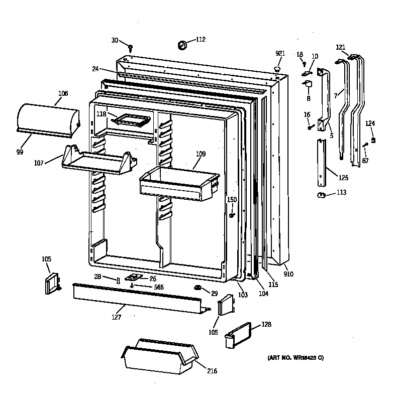 GE TBX22ZAZBRAA fresh food door diagram