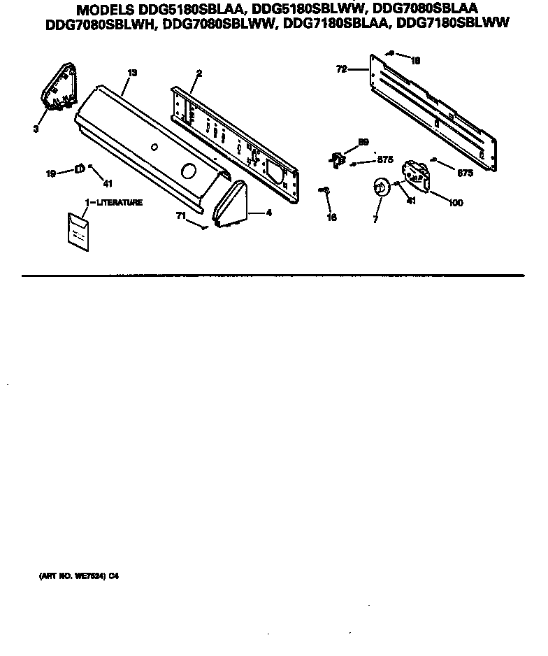 GE DDG7080SBLWW control panel diagram