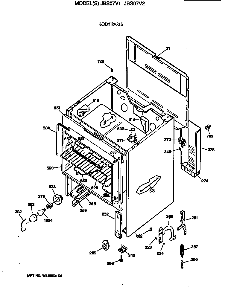 GE JBS07V1 body parts diagram