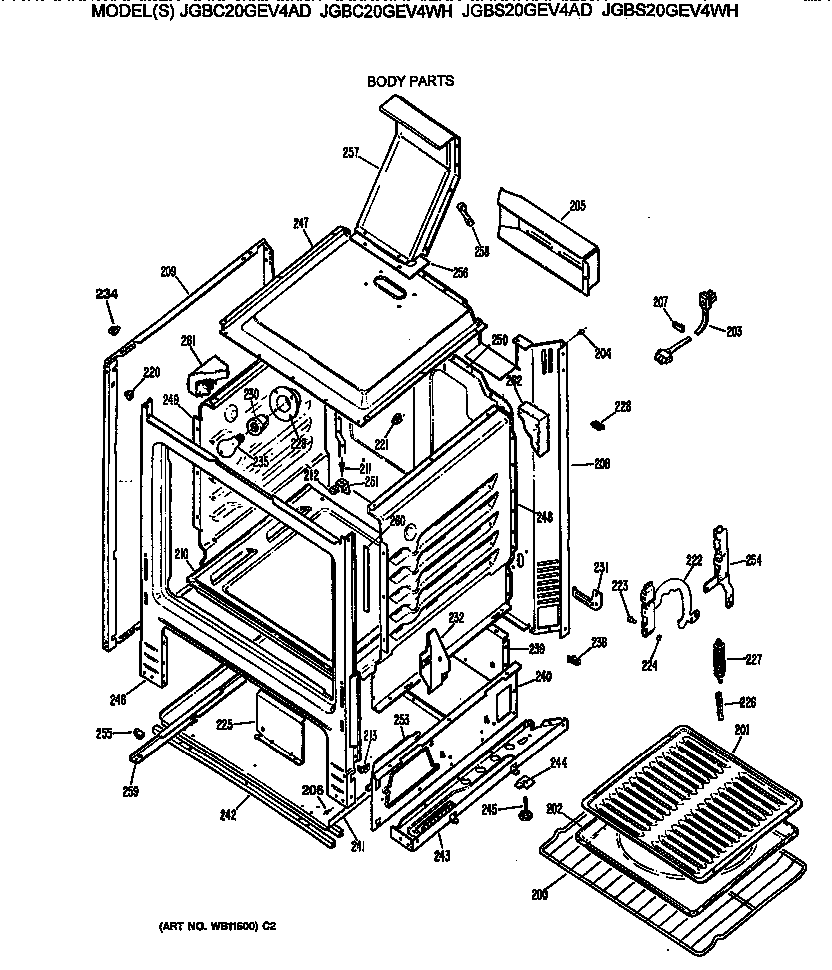 GE JGBS20GEV4AD body parts diagram
