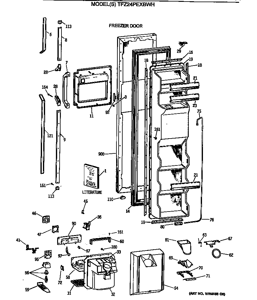 GE TFZ24PEXBWH freezer door diagram