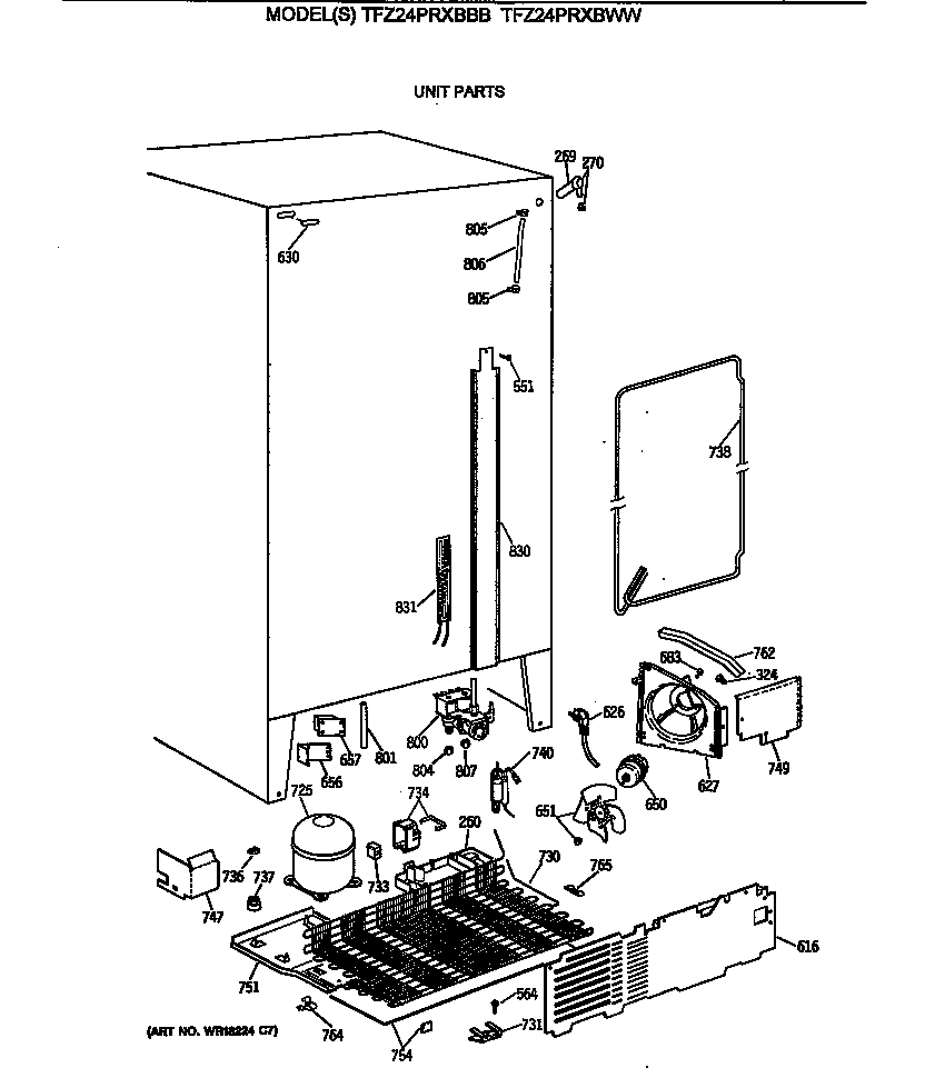 GE TFZ24PRXBBB unit parts diagram