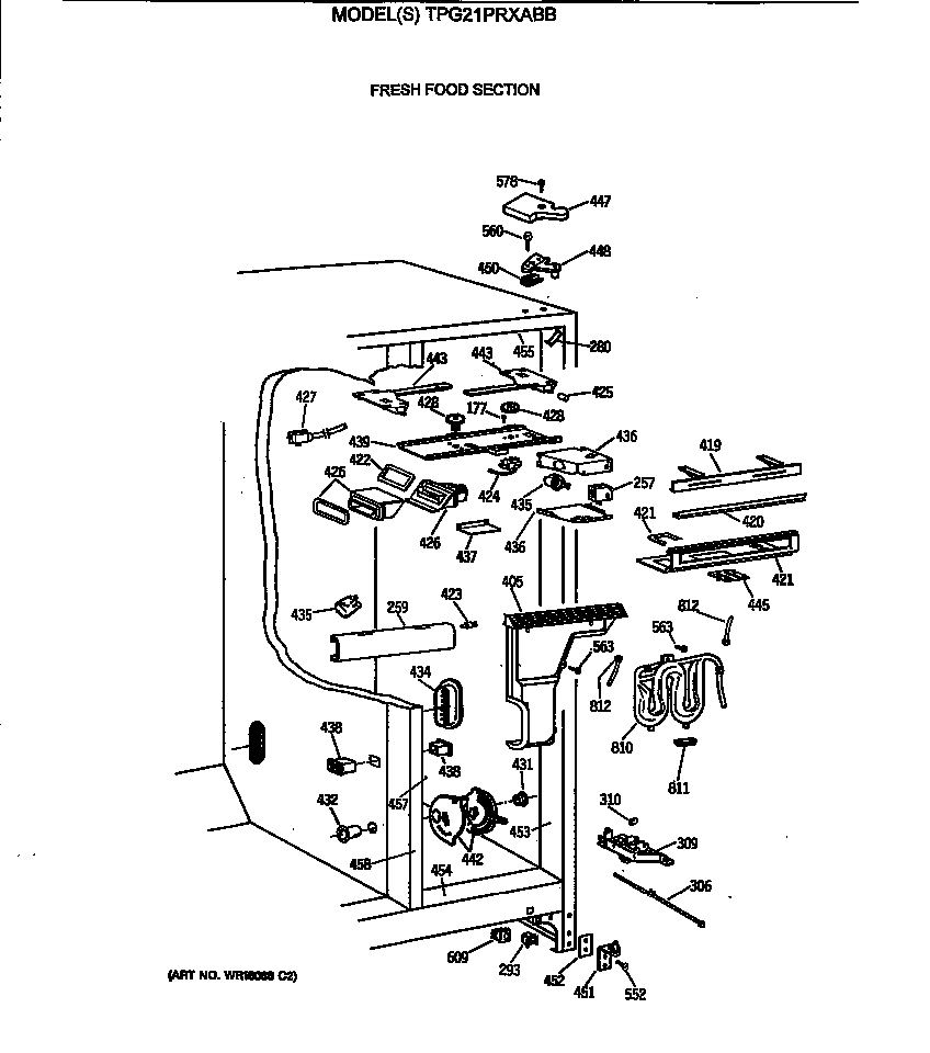 GE TPG21PRXABB fresh food section diagram