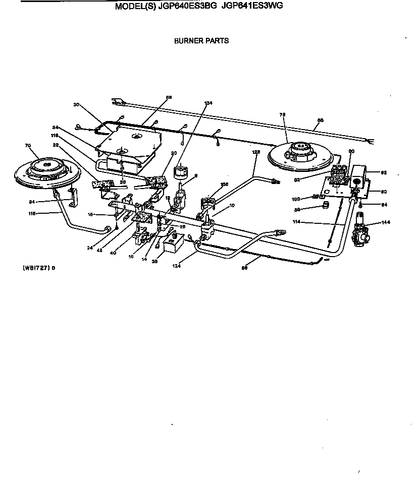 GE JGP641ES3WG burner parts diagram