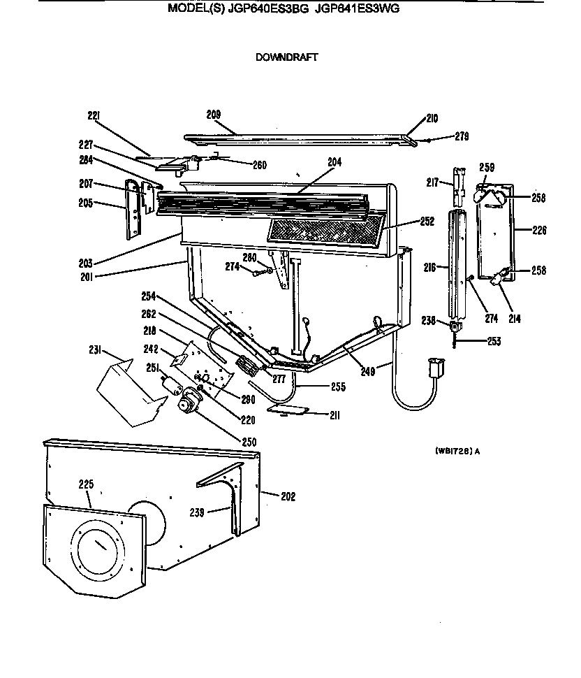 GE JGP641ES3WG downdraft diagram