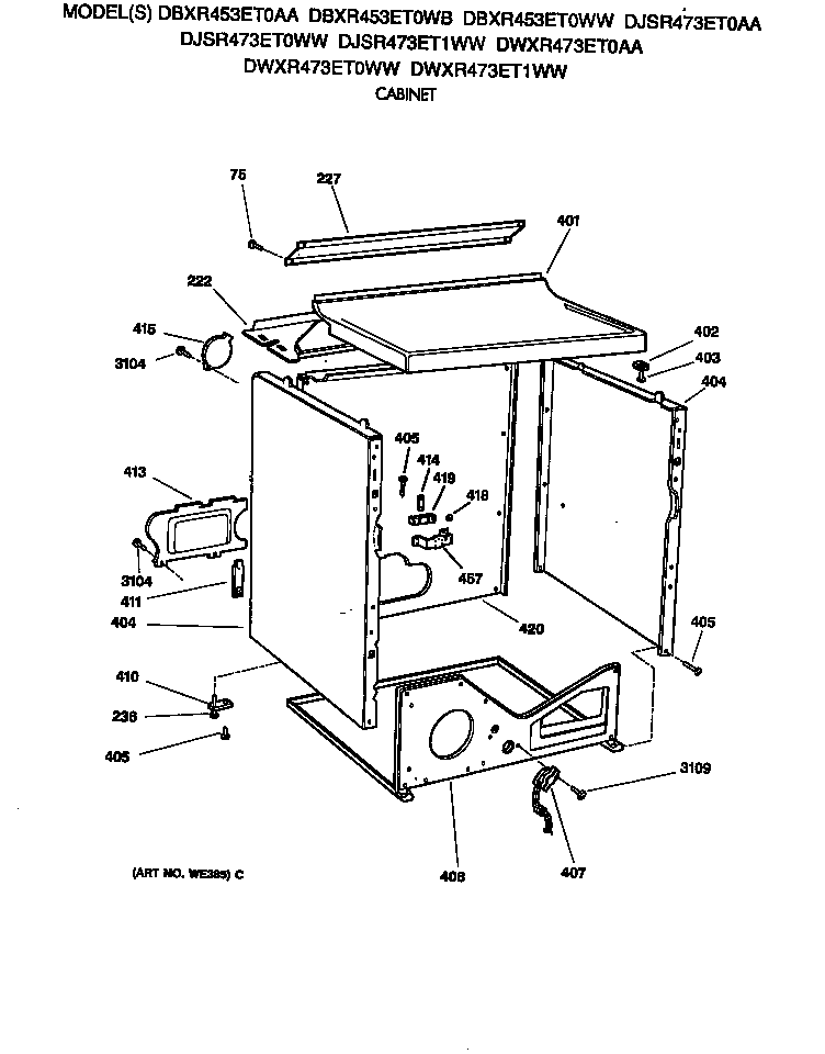 GE DJSR473ET0AA cabinet diagram