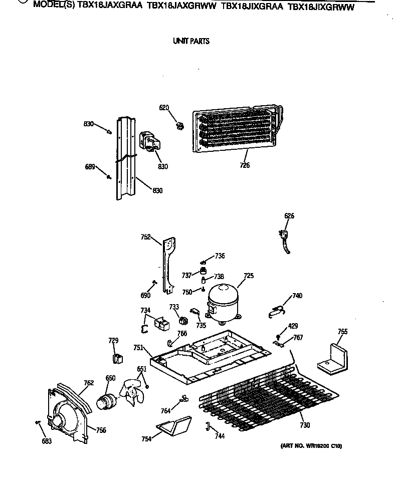 GE TBX18JIXGRWW unit parts diagram