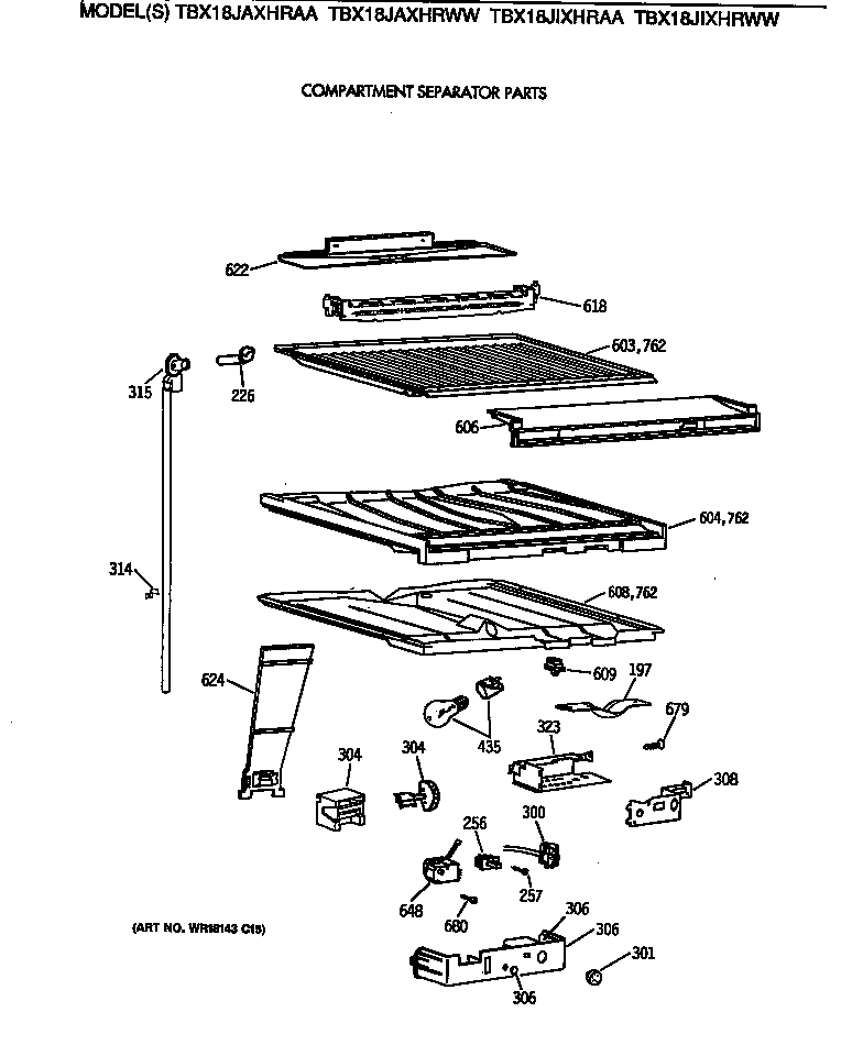 GE TBX18JAXHRWW compartment separator parts diagram