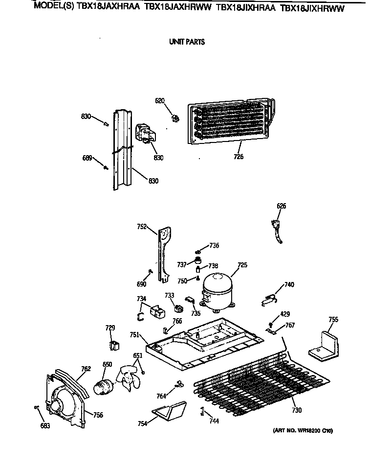 GE TBX18JAXHRWW unit parts diagram