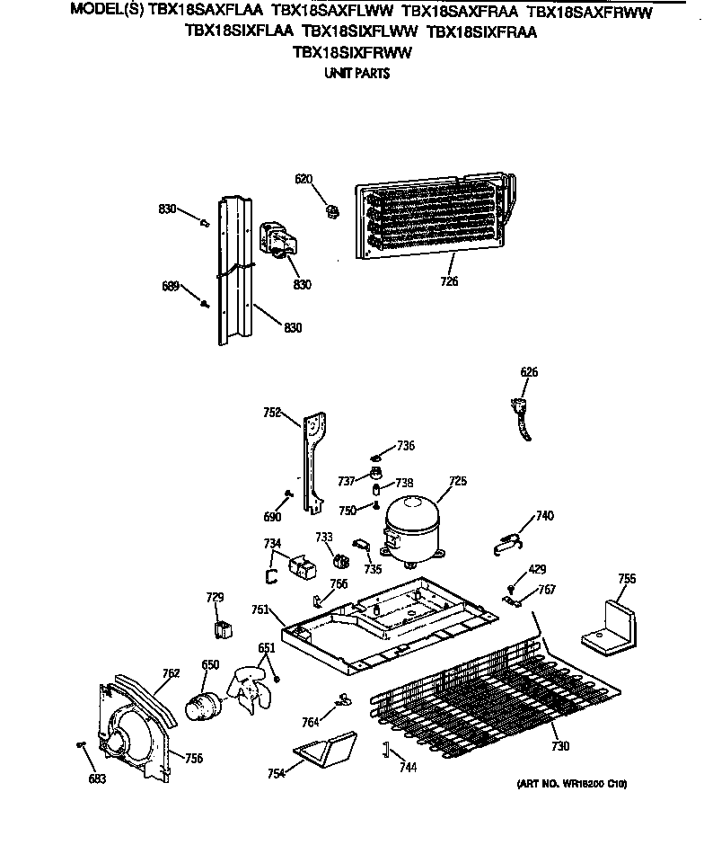GE TBX18SIXFRWW unit parts diagram