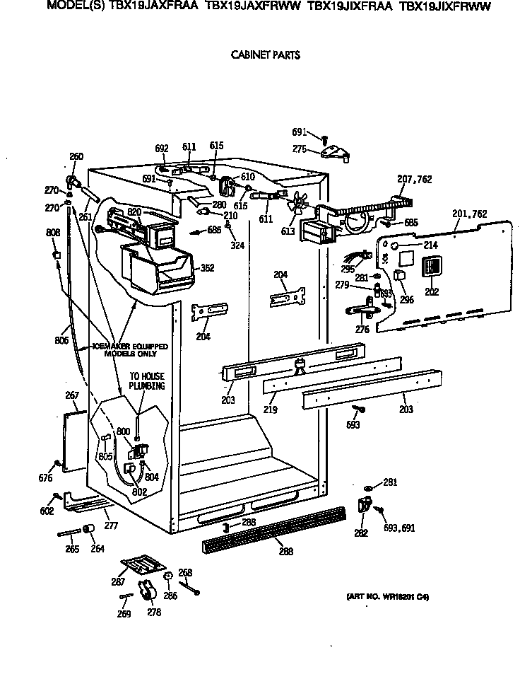 GE TBX19JIXFRAA cabinet parts diagram