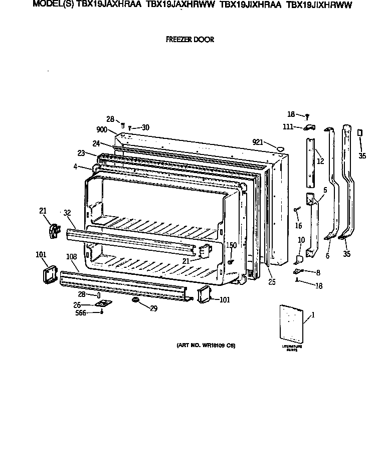 GE TBX19JIXHRWW freezer door diagram