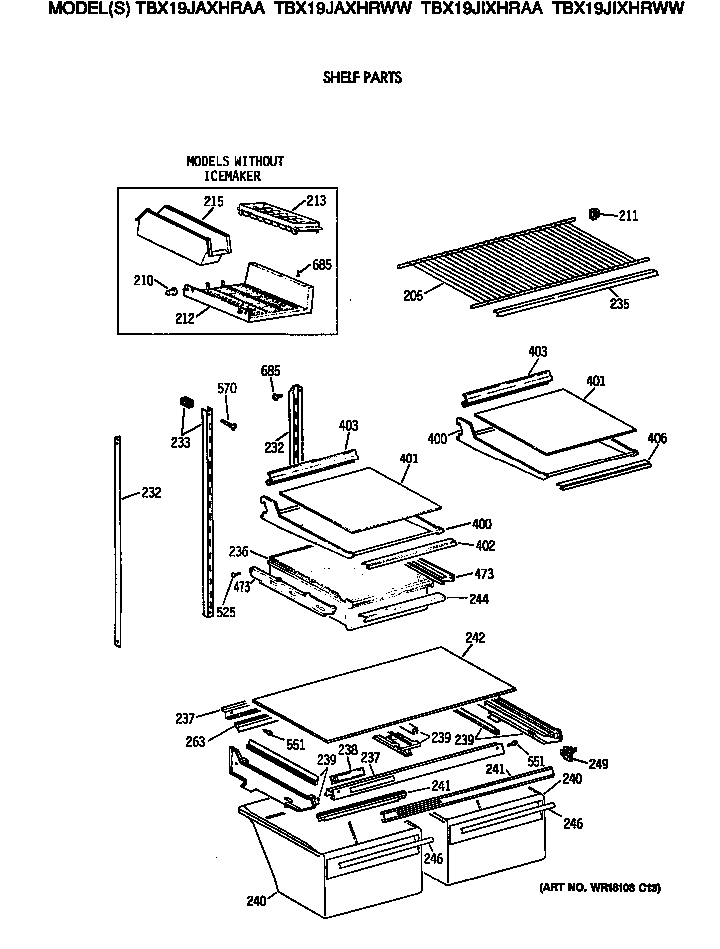 GE TBX19JIXHRWW shelf parts diagram